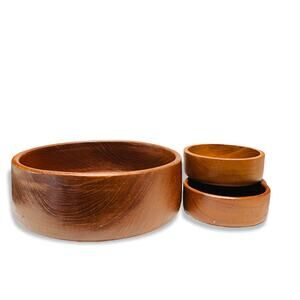 Dolphin Thailand MCM Vintage Teakwood Salad Bowl Set